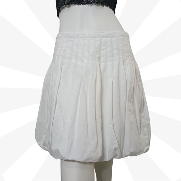 Sele White M Bubble Skirt A Line Pleated Zip - Picture 1 of 9